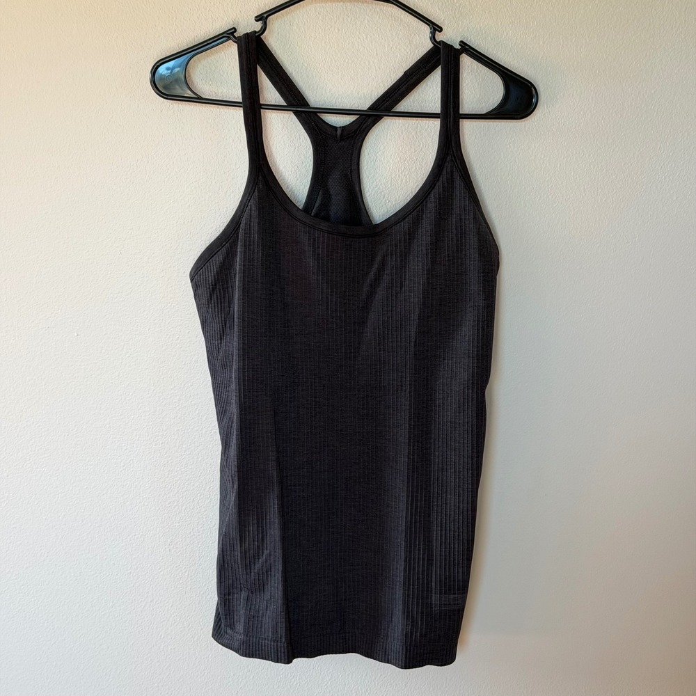 Lululemon Ebb to Street Black Dark Gray Racerback Tank Top 10